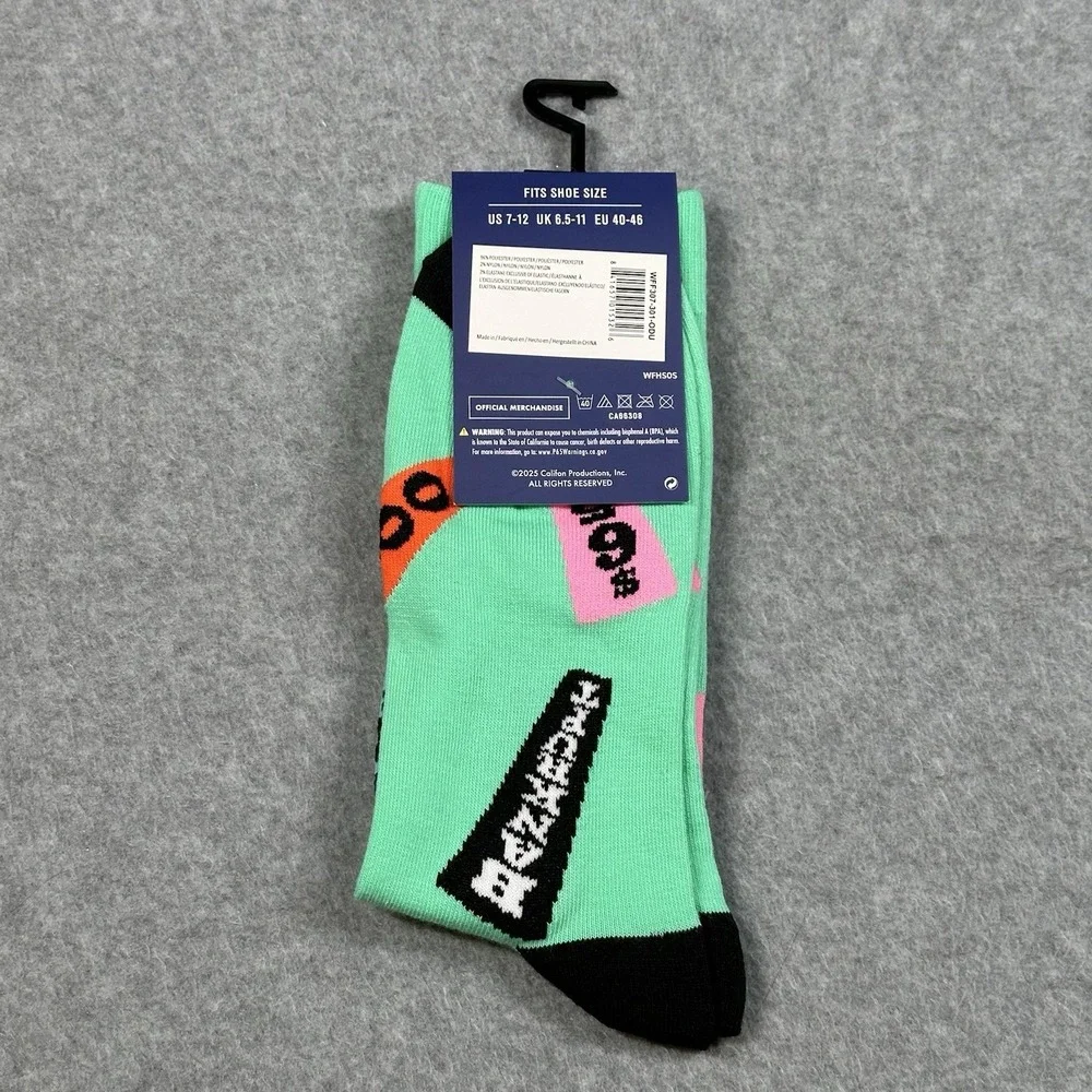 Wheel of Fortune Official Merchandise Crew Socks 7-12 Shoe Novelty TV‎ Game